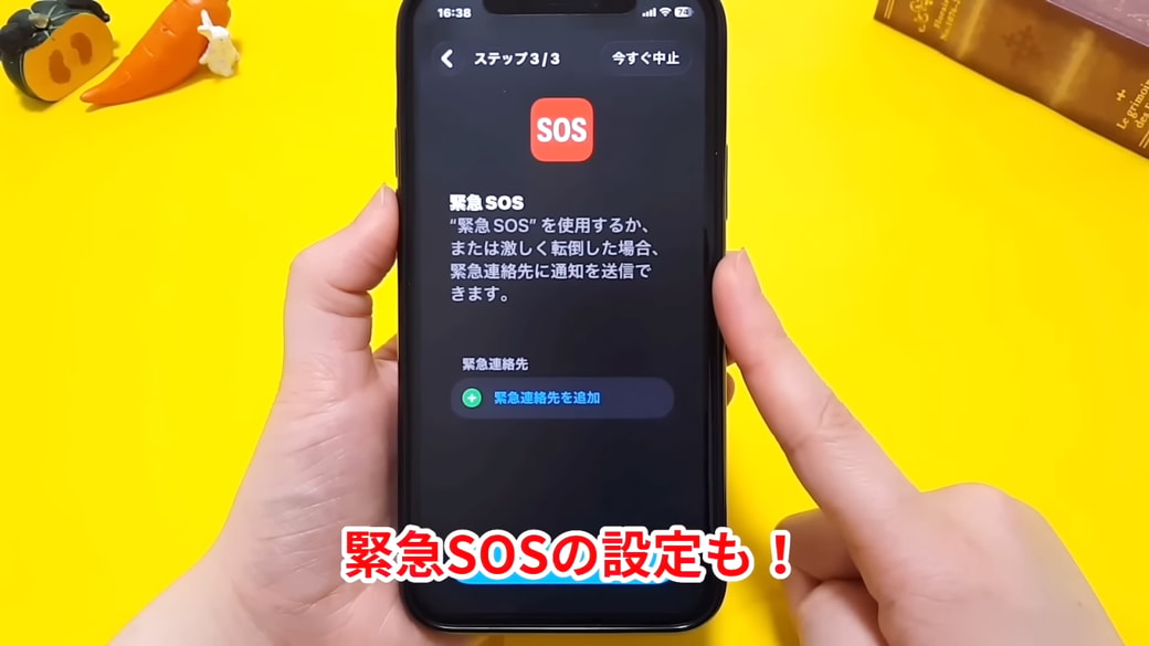 「緊急SOS」の設定もできる