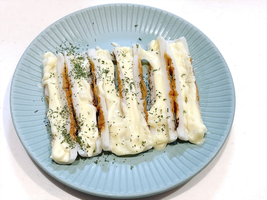 できあがった「マヨチーズちくわ」