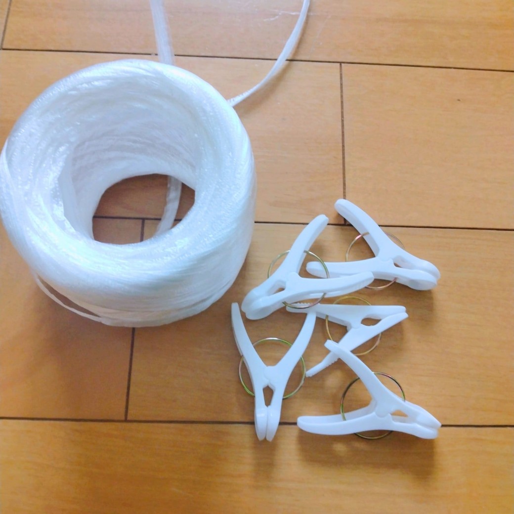 洗濯ばさみとロープ