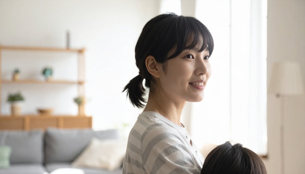 笑顔の母親