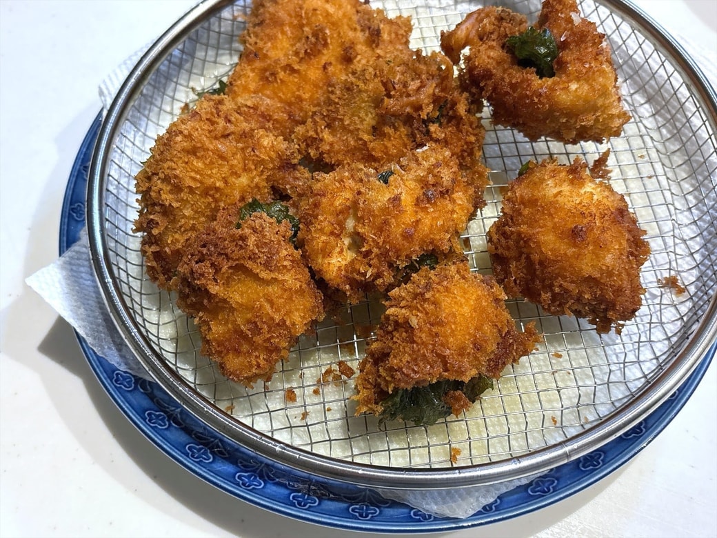 できあがった「しそチーズかつ」
