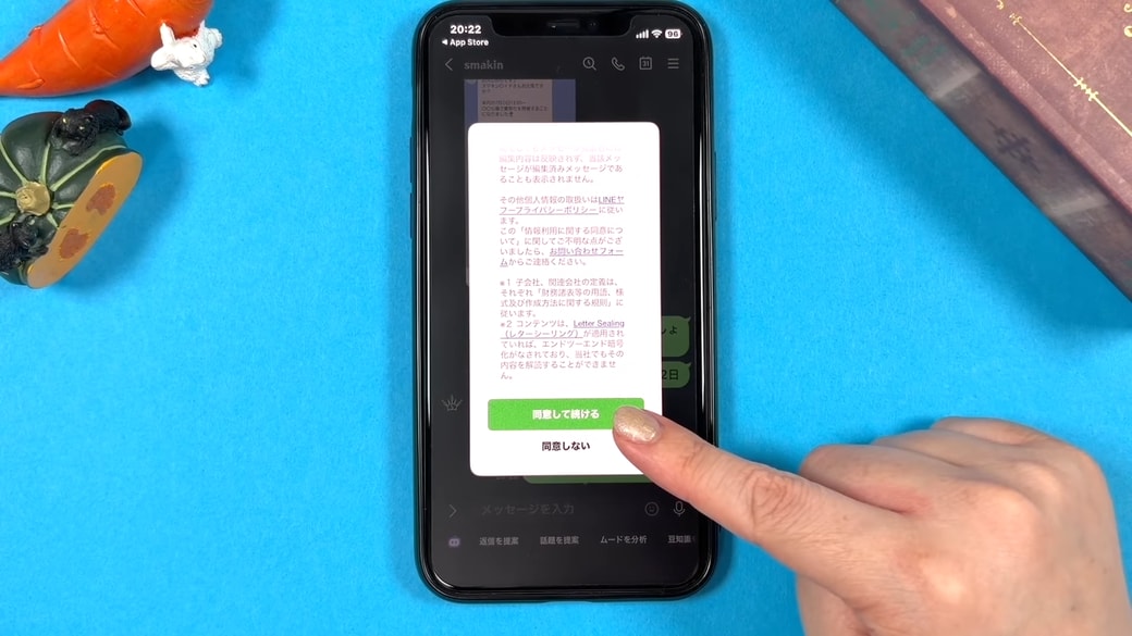 初回は「同意して続ける」をタップする