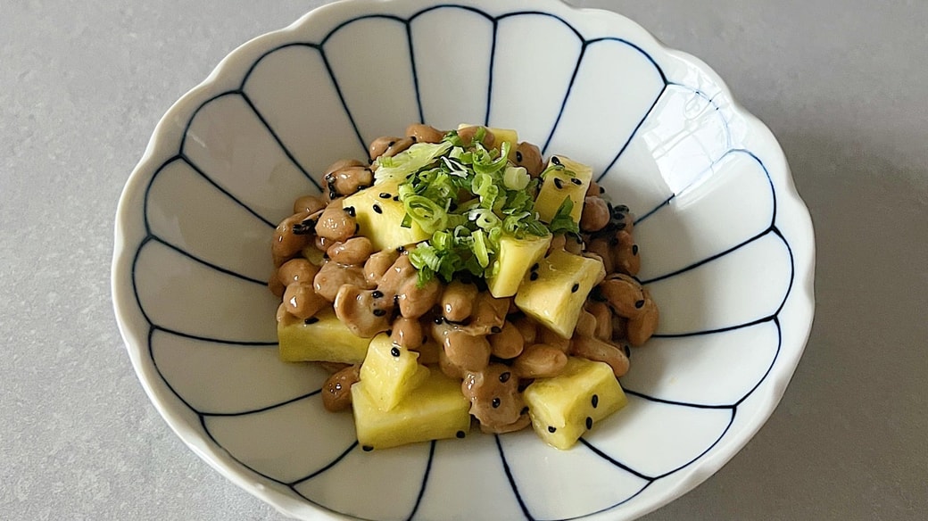 さつまいもと黒ごまの納豆和え