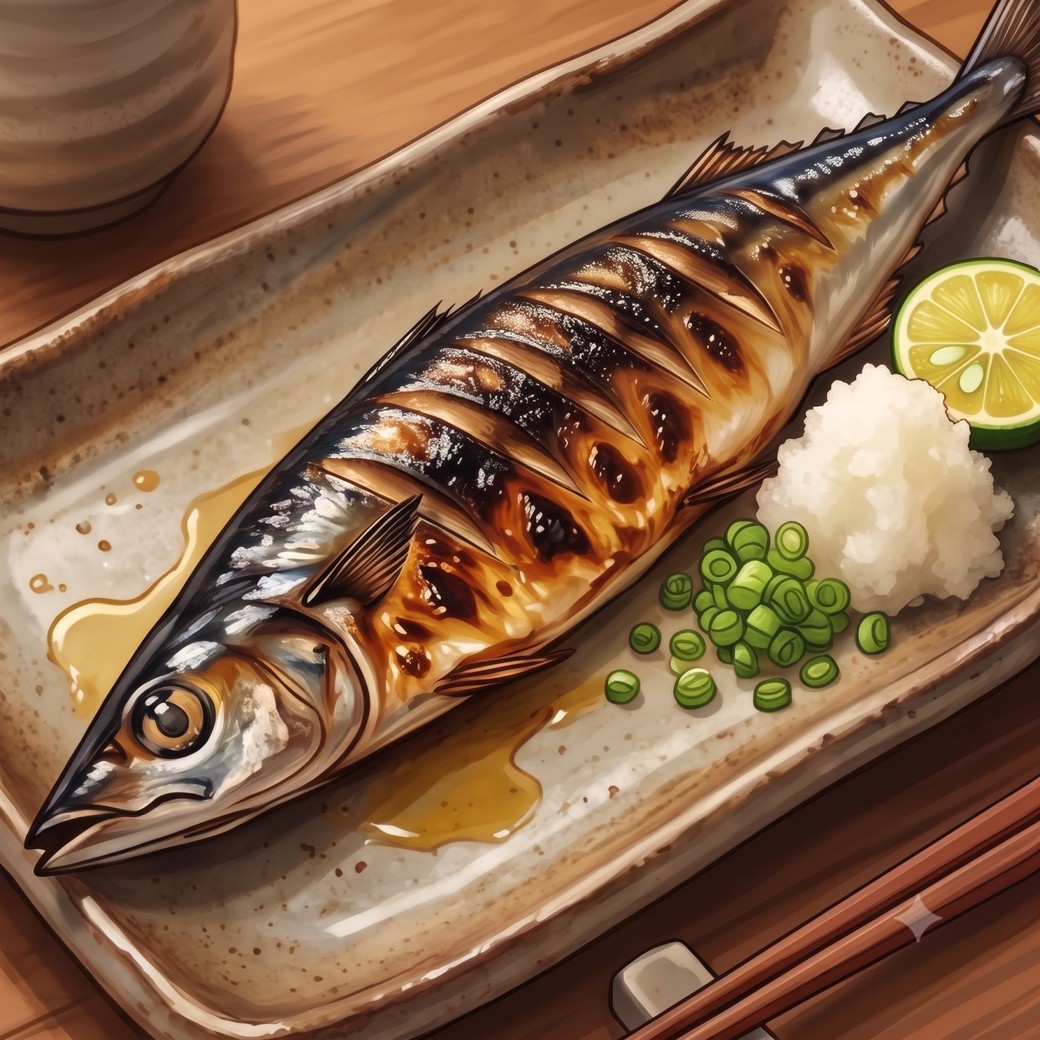 脂の乗ったさんまの塩焼き