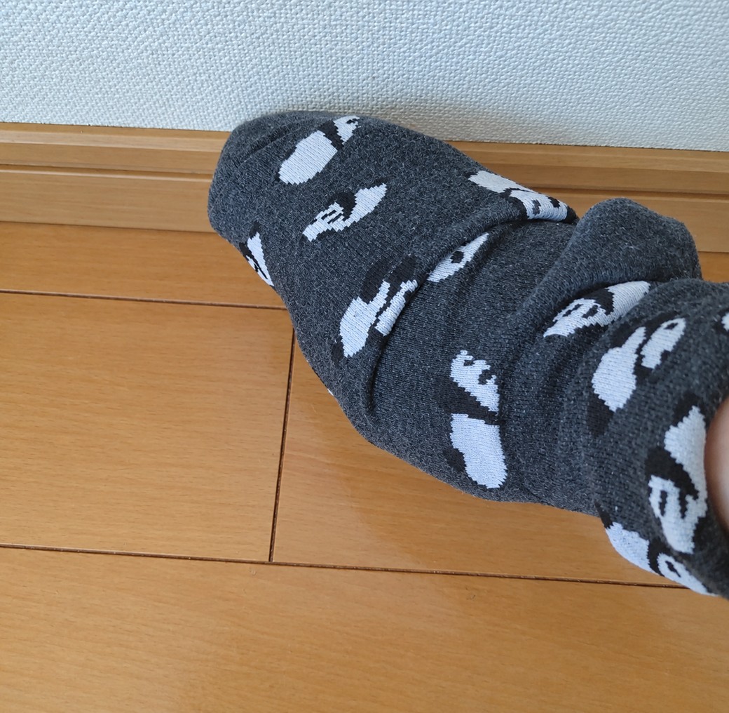 靴下で掃除をする人