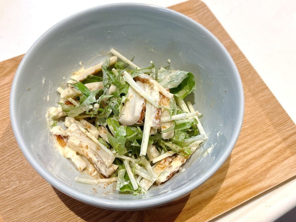 「水菜とちくわのごまマヨ和え」のできあがり