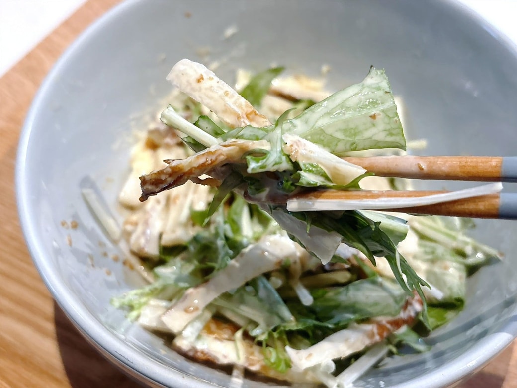 、水菜独特の苦みもマイルドになって食べやすい