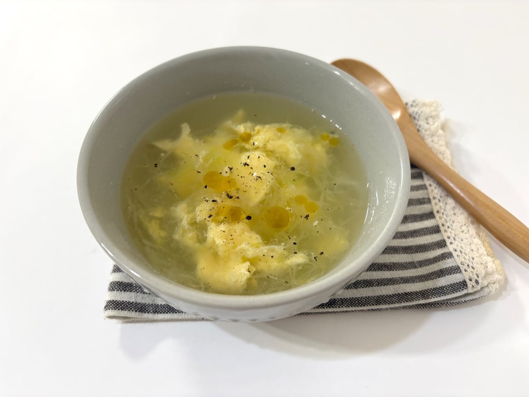 千切りキャベツの中華風卵スープの完成