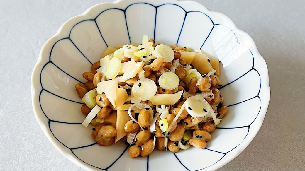 長ネギとメンマの納豆和え