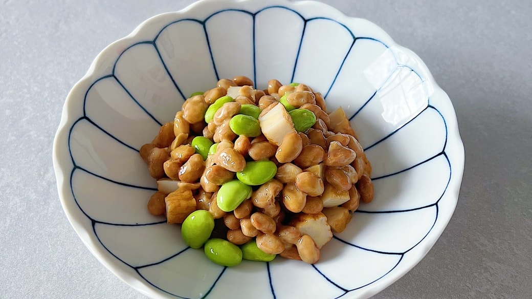 枝豆とさつま揚げの納豆和え