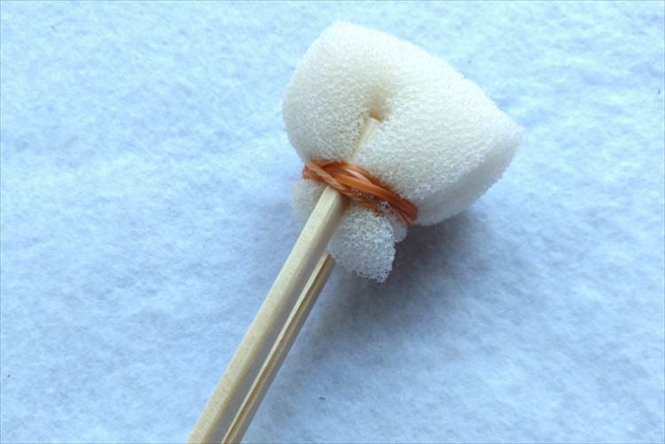 輪ゴムでしっかり固定したところ