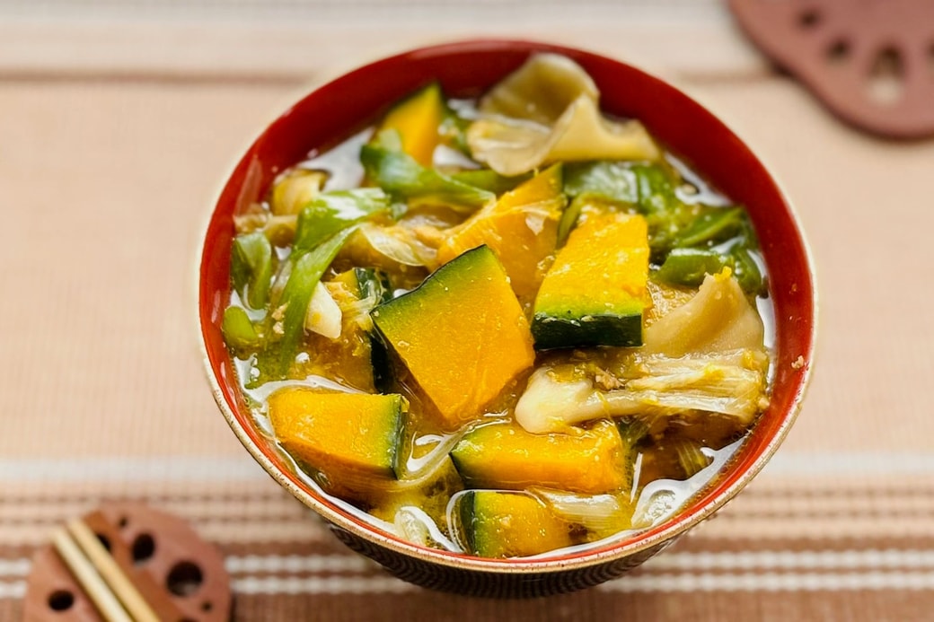 かぼちゃと舞茸のしょうがみそ汁