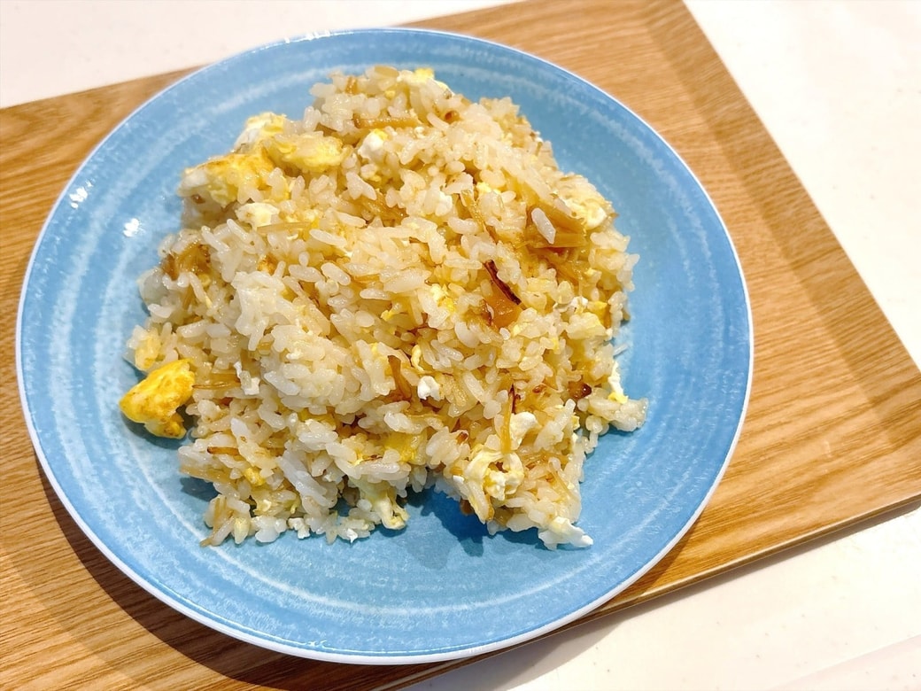 できあがった「なめたけチャーハン」