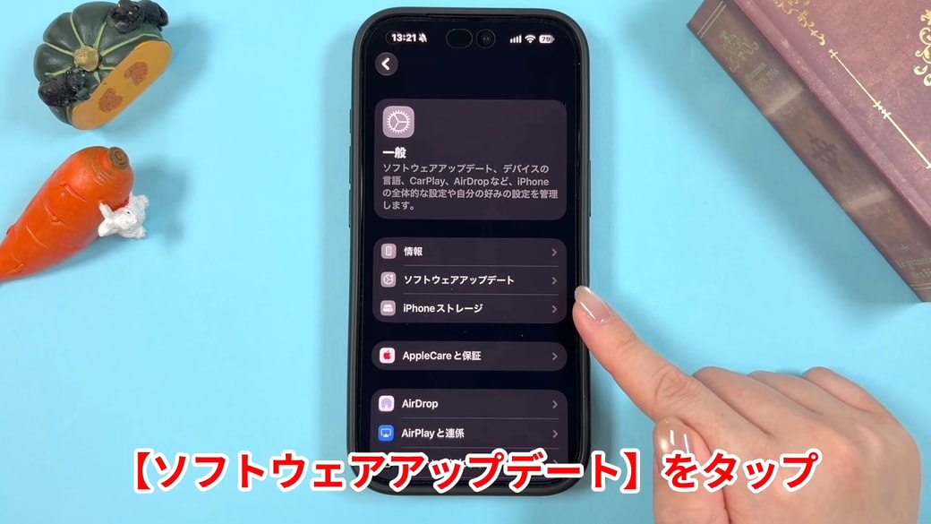 「ソフトウェアアップデート」をタップする